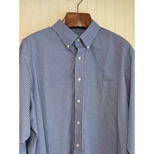 Lanesboro‎ Shirt Mens 2XL Blue Non Iron Gingham Check Button Down Dress